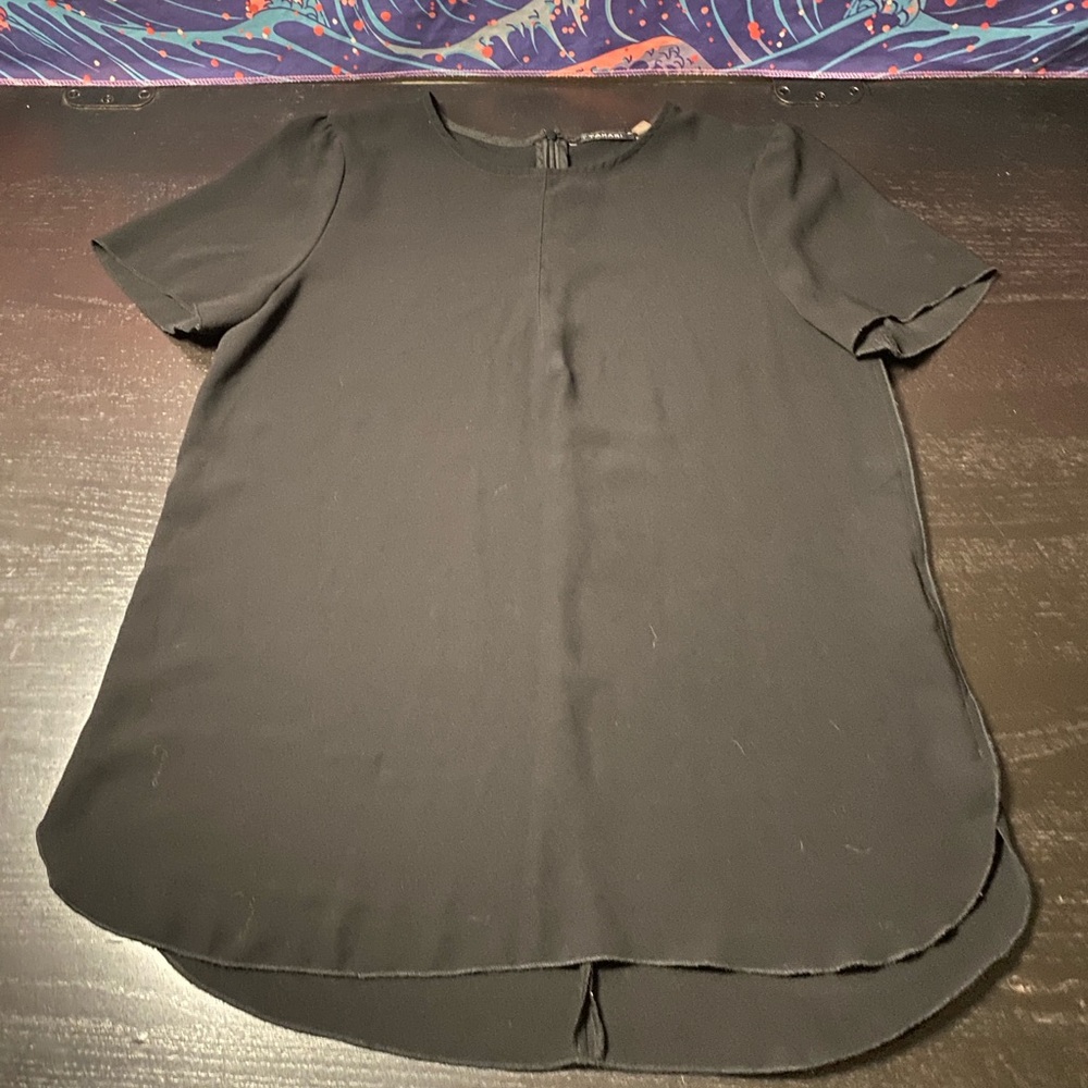 Tahari Black Short-Sleeve Crewneck Blouse